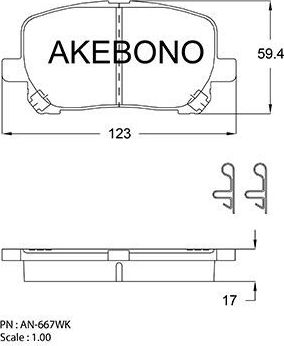 Тормозные колодки Akebono Standard. Артикул AN-667WK