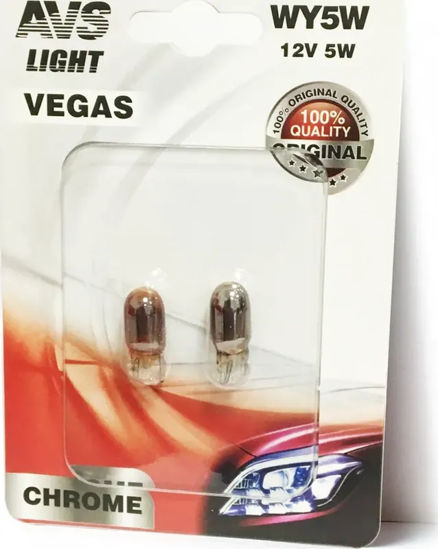 ЛАМПА AVS VEGAS CHROME В БЛИСТЕРЕ 12V. WY5W W2,1X. Артикул A07113S