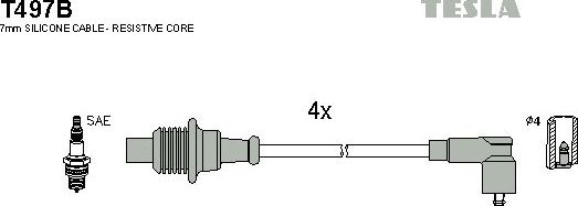 Высоковольтные провода (провода зажигания) (комплект) Tesla. Артикул T497B