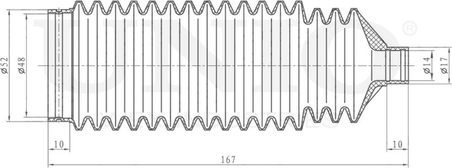 Пыльник рулевой рейки (Unio). Артикул DUC-20007
