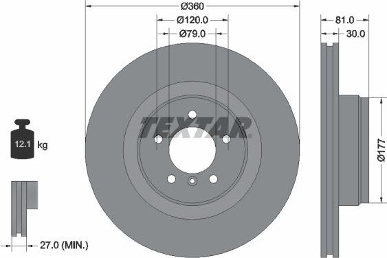 Тормозной диск Textar Pro. Артикул 92178403
