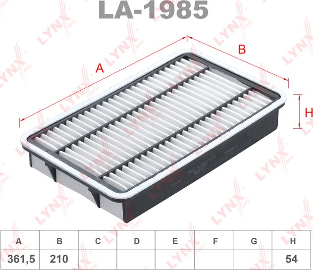 Воздушный фильтр LYNXauto для Toyota HiAce H200 2005-2019. Артикул LA-1985
