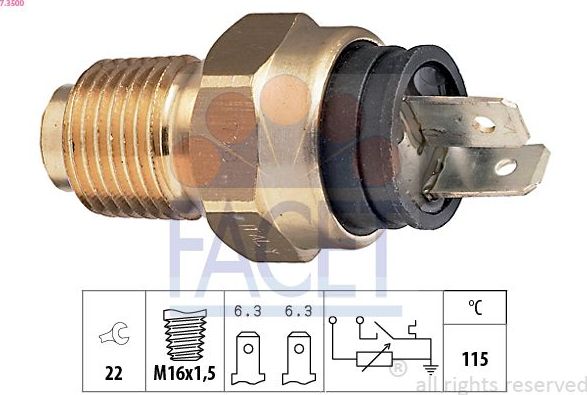 Датчик температуры охлаждающей жидкости Facet Made in Italy - OE Equivalent. Артикул 7.3500