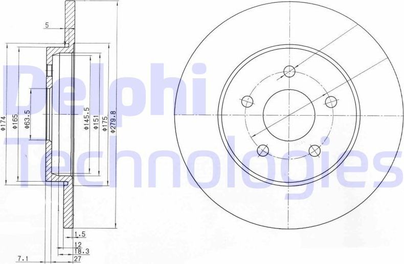Тормозной диск Delphi. Артикул BG3663C