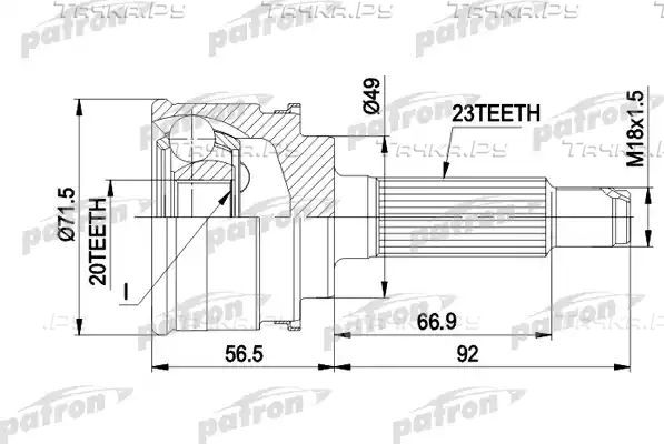 Шрус наружный (граната) Patron для Suzuki Alto V 2000-2002. Артикул PCV1360