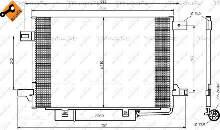 Радиатор кондиционера (конденсатор) NRF EASY FIT для Volkswagen LT II 1996-2006. Артикул 35656