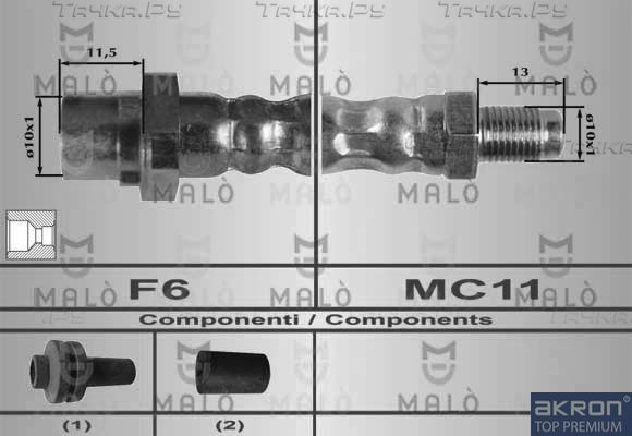 Тормозной шланг Malo передний для BMW 1 I (E81/E82/E87/E88) 2004-2005. Артикул 80264