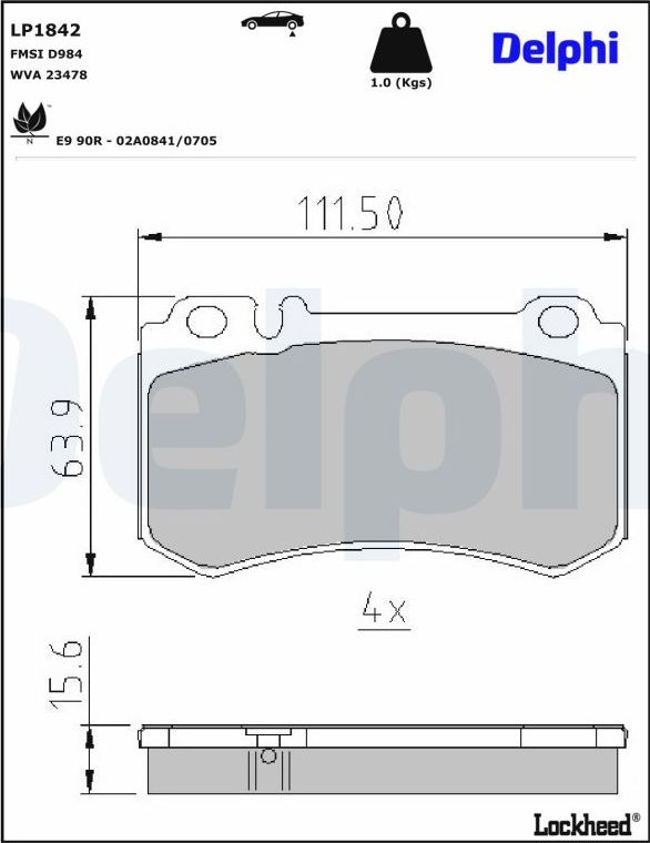 Тормозные колодки Delphi (Low-Metallic). Артикул LP1842