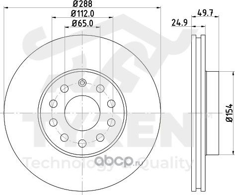 Тормозной диск (Tyren). Артикул TYR1019881
