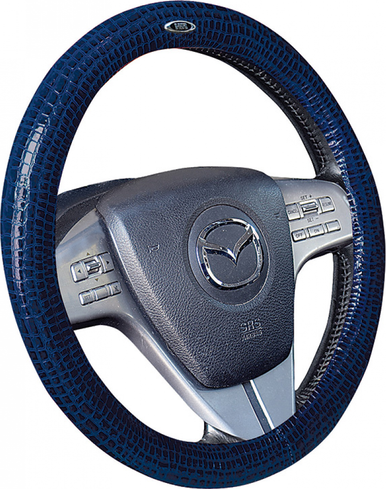 Оплётка на руль Hadar Rosen Alligator (размер M, искусственная кожа, цвет СИНИЙ). Артикул 30409