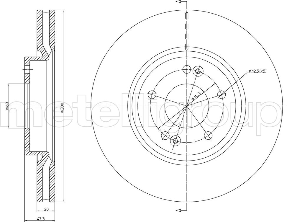 Тормозной диск Metelli. Артикул 23-1162C