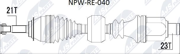 Полуось (привод в сборе, приводной вал) NTY. Артикул NPW-RE-040