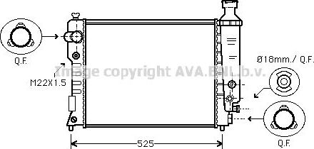 Радиатор охлаждения двигателя AVA. Артикул PE2124