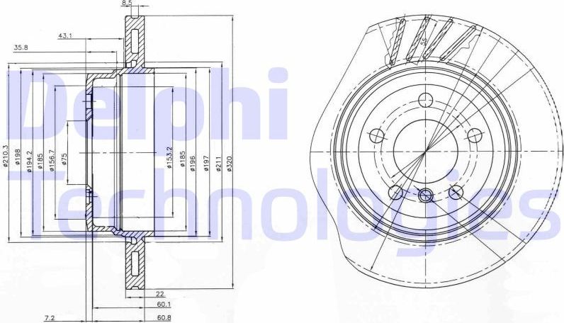 Тормозной диск Delphi. Артикул BG3943