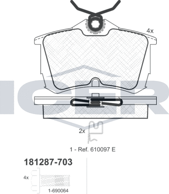 Тормозные колодки Icer. Артикул 181287-703