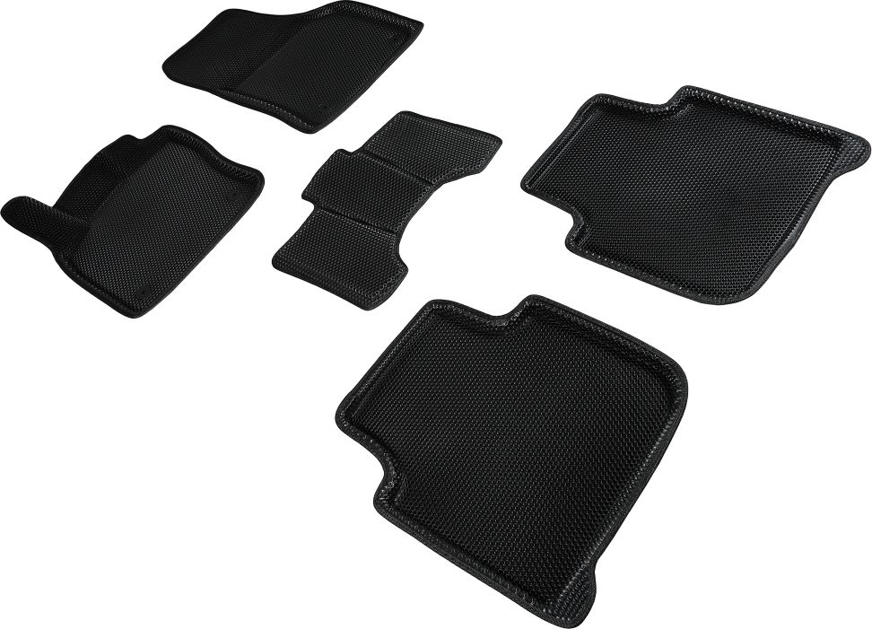 Коврики Seintex 3D EVA Соты для салона Skoda Kodiaq 5 мест 2017-2026 ЧЕРНЫЕ. Артикул 96138