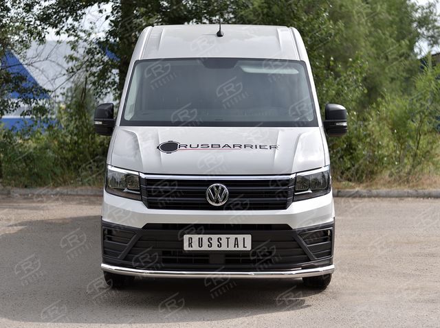 Защита RusStal переднего бампера d63 секции для Volkswagen Crafter 2017-2026. Артикул VWCRZ-003453