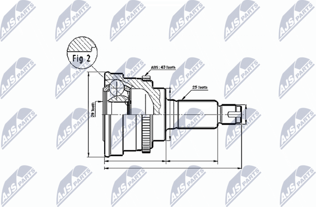 Шрус наружный (граната) NTY для Suzuki Ignis I (HT) 2000-2003. Артикул NPZ-SU-024