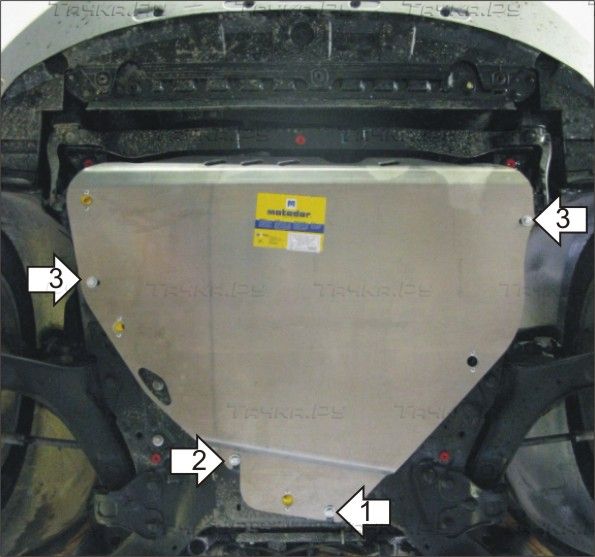 Защита алюминиевая Мотодор для картера, КПП Volvo XC70 II 2007-2026. Артикул 32603