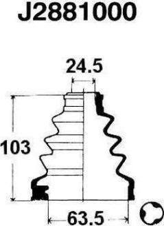 Пыльник ШРУСа внутренний Nipparts передний для Nissan Vanette II 1986-1995. Артикул J2881000