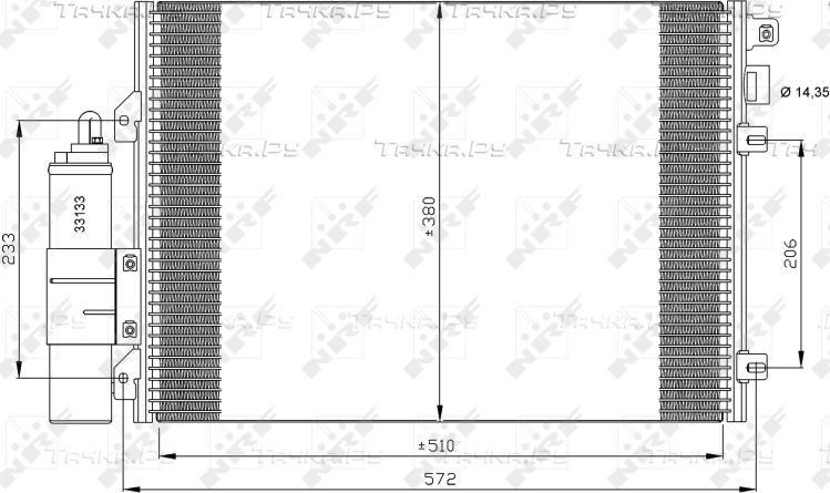 Радиатор кондиционера (конденсатор) NRF (алюминий). Артикул 35771