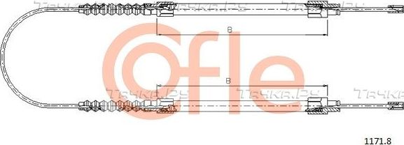 Трос ручника (тросик ручного тормоза) Cofle. Артикул 92.1171.8