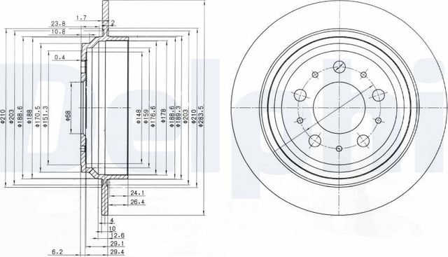 Тормозной диск Delphi задний для Volvo XC70 I 1997-2002. Артикул BG3419