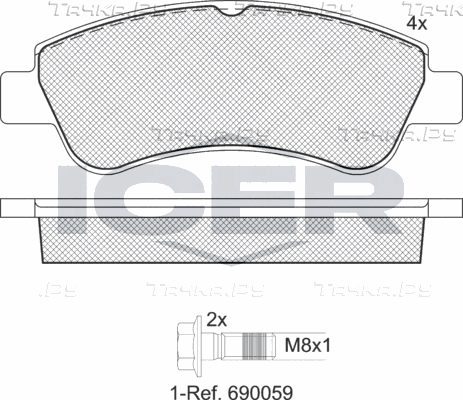 Тормозные колодки Icer передние для Citroen C3 II 2009-2016. Артикул 181388-701