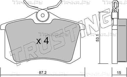 Тормозные колодки Trusting задние для Peugeot 405 1987-1997. Артикул 102.0