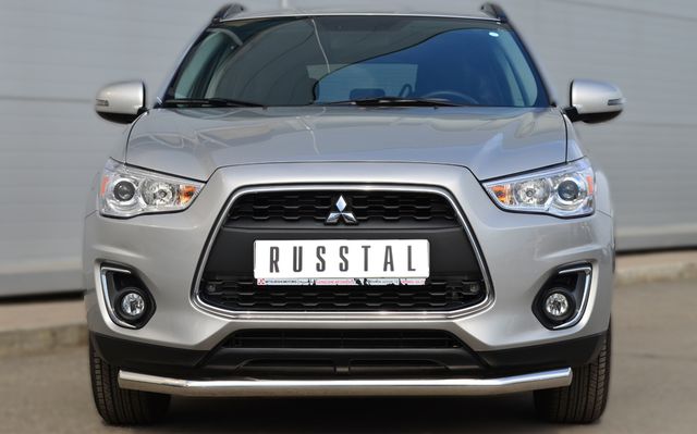 Защита РусCталь переднего бампера d63 для Mitsubishi ASX I рестайлинг 2012-2016. Артикул MASZ-001322