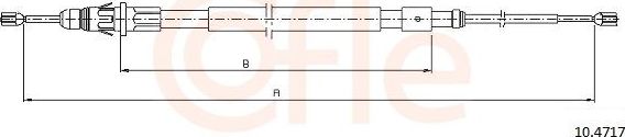 Трос ручника (тросик ручного тормоза) Cofle задний правый/левый для Citroen C2 2003-2012. Артикул 10.4717