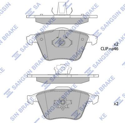 Тормозные колодки Sangsin Hi-Q передние для Saab 9-3 II 2002-2015. Артикул SP1784