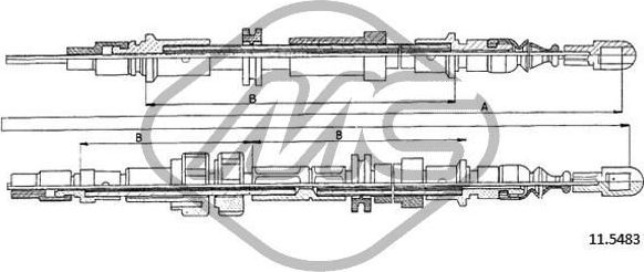 Трос ручника (тросик ручного тормоза) Metalcaucho. Артикул 81779