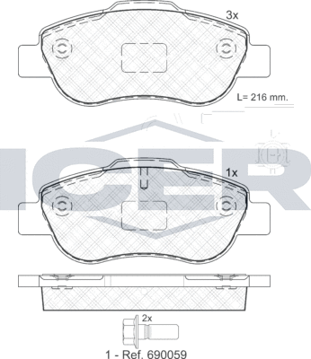 Тормозные колодки Icer передние для Fiat Panda II 2004-2013. Артикул 181843