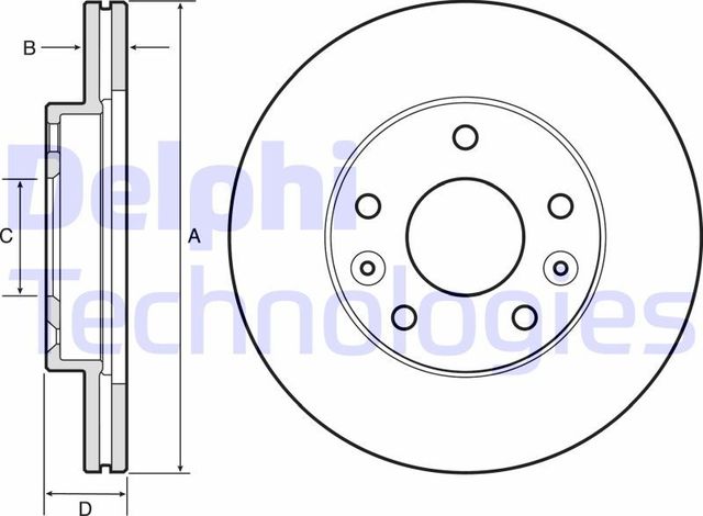 Тормозной диск Delphi передний для Renault Megane IV 2015-2026. Артикул BG4455