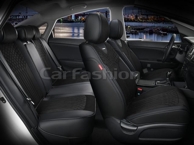 Чехлы универсальные каркасные CarFashion 5D Shell Plus на сидения авто, цвет Черный/Черный/Черный. Артикул 22512