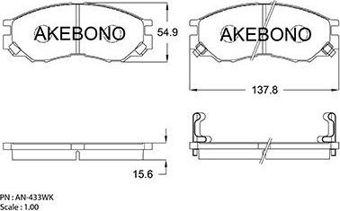 Тормозные колодки Akebono Standard. Артикул AN-433WK