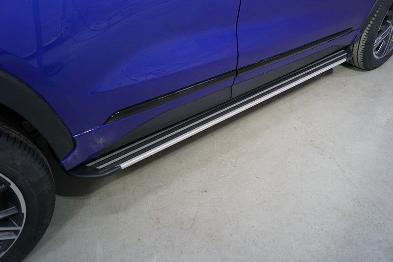 Пороги алюминиевые ТСС Slim Line Silver 1820 мм для Exeed LX 1.5L Turbo 2WD 2022-2026. Артикул EXEEDLX22-22S