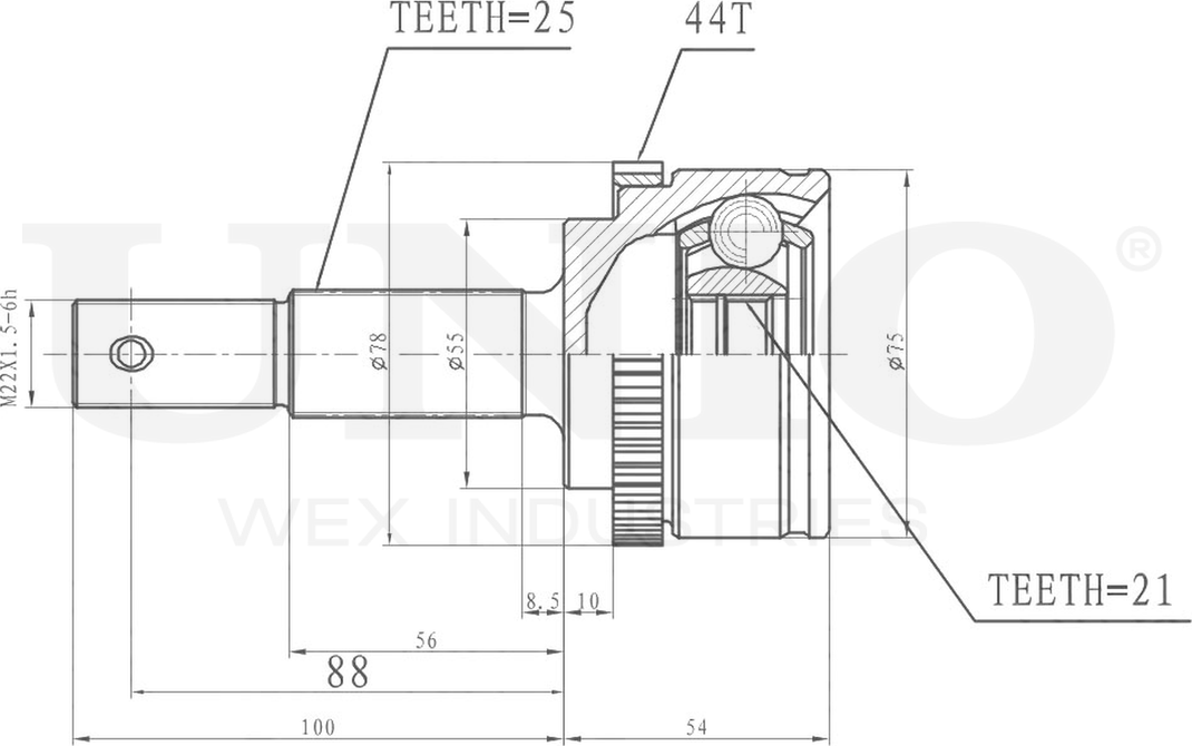 ШРУС наружный (Unio). Артикул CVJ-20154