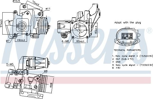 Клапан EGR (рециркуляции выхлопных газов) Nissens (алюминий). Артикул 98387