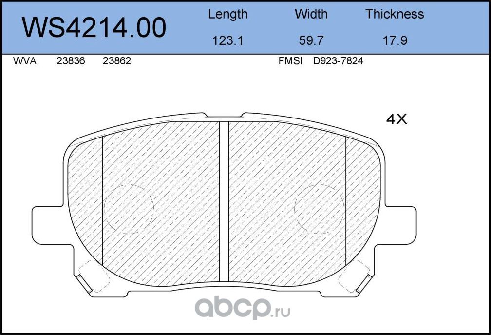Колодки тормозные дисковые | перед | (Jeenice). Артикул WS4214.00