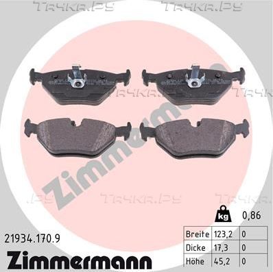 Тормозные колодки Zimmermann pb:z задние для Rover 75 I 1999-2005. Артикул 21934.170.9