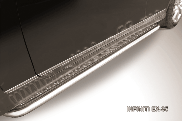 Пороги Slitkoff труба d57 с листом для Infinity EX 35 2008-2026. Артикул IN.EX005