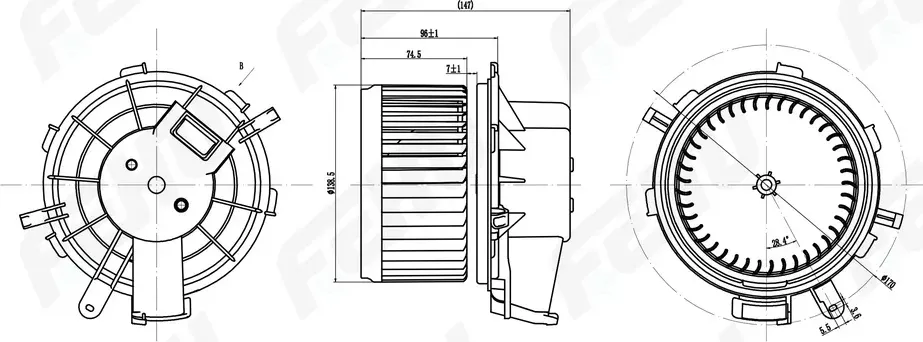 Электровентилятор отопителя для Fiat Ducato/PSA Boxer/Jumper (06-) (Fehu). Артикул ffh1050