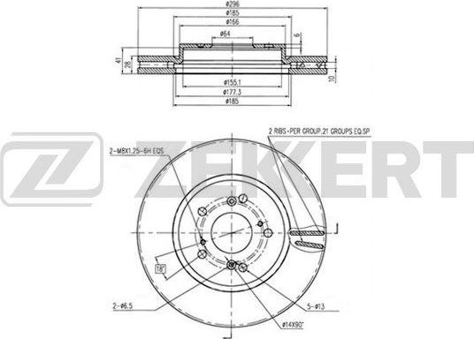 Тормозной диск Zekkert передний для Haval H6 2013-2026. Артикул BS-6253