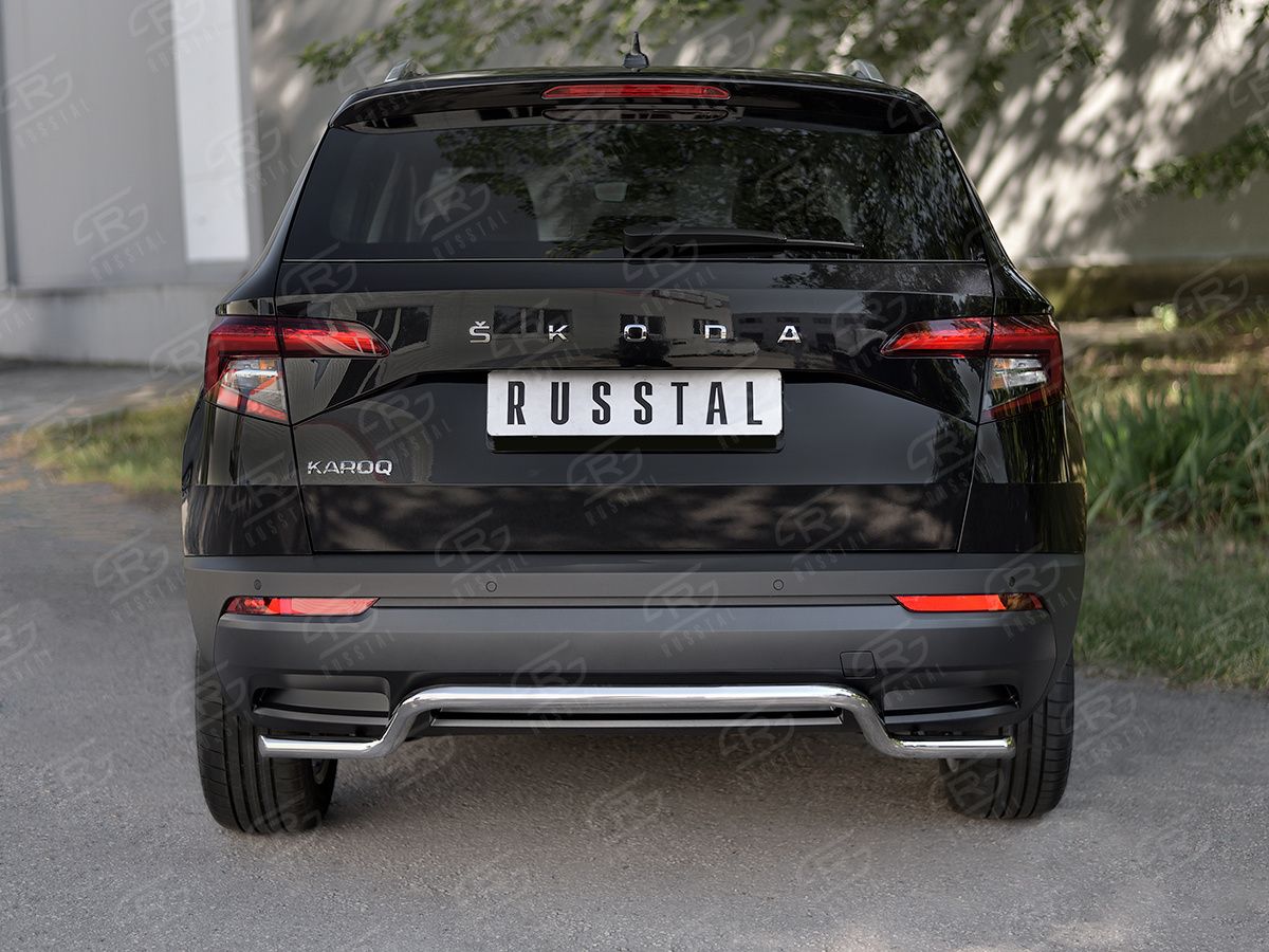 Защита RusStal заднего бампера d42 волна для Skoda Karoq 2020-2026. Артикул SKKZ-003444