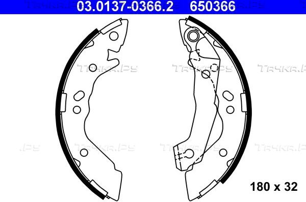 Тормозные колодки ATE задние для Hyundai Pony X2 1994-1995. Артикул 03.0137-0366.2