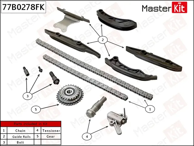 Комплект цепи ГРМ BMW 3 F30/F35 2.0 B48B20А со звездочками (Master KIT). Артикул 77B0278FK