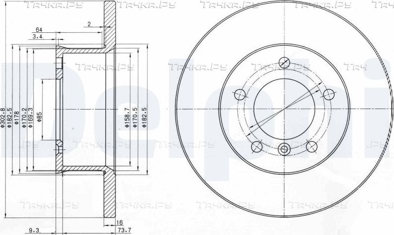 Тормозной диск Delphi передний для Mercedes-Benz G-Класс W461 1989-2026. Артикул BG2556