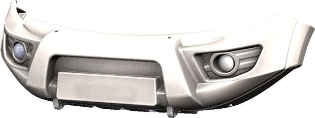 Бампер силовой АВС-Дизайн передний для Mitsubishi L200 V 2015-2018 (кроме компл-и INVITE). УСИЛЕННЫЙ, с гнездами под штатную оптику, белый. Артикул ABC.MCCL200.FB.09W